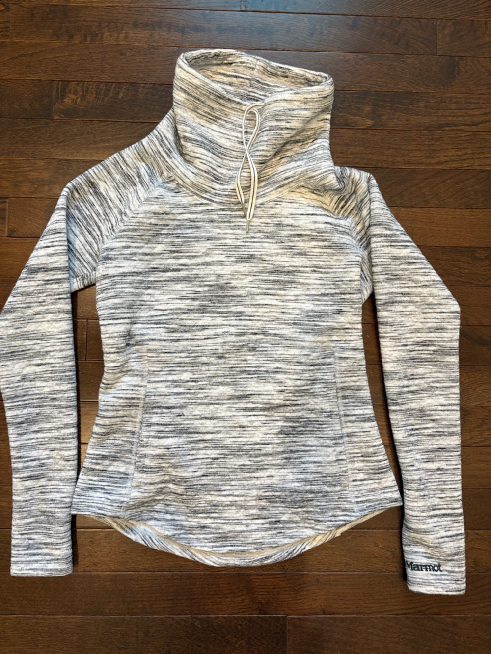 Marmot Pullover Sweatshirt Women’s XS Gray Space Dye Funnel Neck Thumbholes - Picture 7 of 14